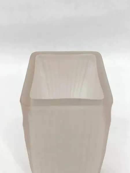 Faint Pink Glass Flower Vase 7.75 Inch Vertical Ribbed Planter Pot Decorative