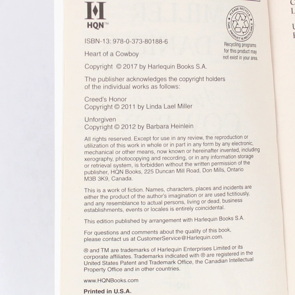 Heart of a Cowboy: An Anthology by Linda Lael Miller & B.J. Daniels 2017 HQN