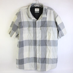 prAna Light Gray Gingham Short-Sleeved Button-Up Vented Shirt Men's Size 2XL