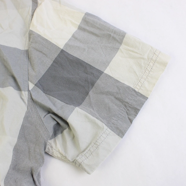 prAna Light Gray Gingham Short-Sleeved Button-Up Vented Shirt Men's Size 2XL