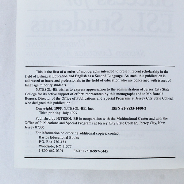 Promoting Academic Success for ESL Students by Virginia P. Collier - PB