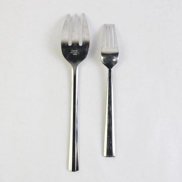 Lot Of 2 Dansk Flatwear Prism (Stainless) Medium Cold Meat Serving Fork & Fork