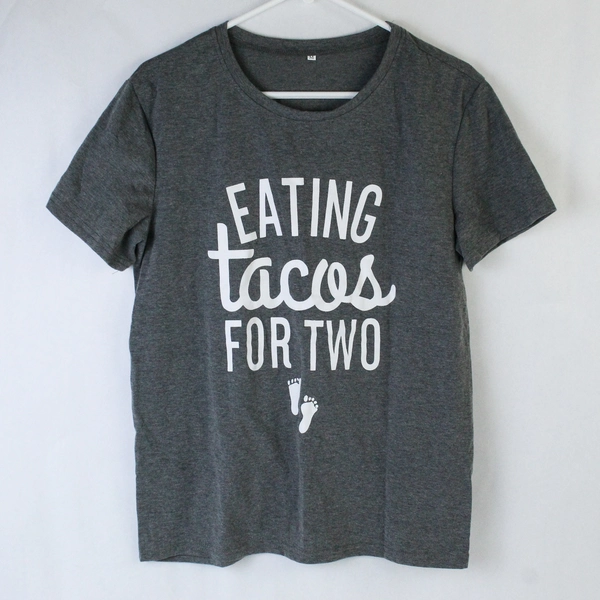 Eating Tacos For Two Maternity Graphic Print Shirt Top Women's Size M Gray