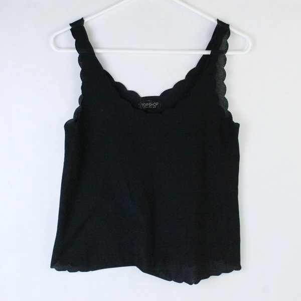 Top Shop Tank Top Black Ruffle Light Weight Women's Size US 4