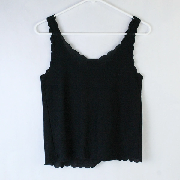 Top Shop Tank Top Black Ruffle Light Weight Women's Size US 4