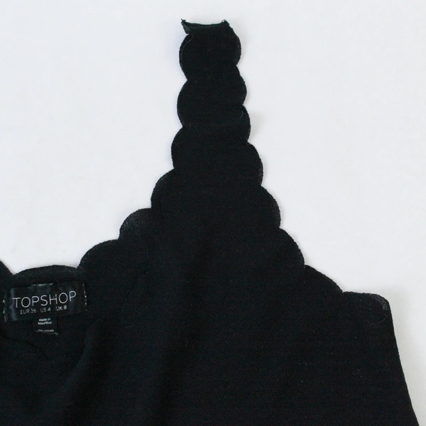 Top Shop Tank Top Black Ruffle Light Weight Women's Size US 4