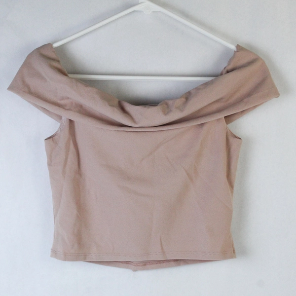 Forever 21 Pink Off The Shoulder Crop Top Lace Up Women's Size M Stretch