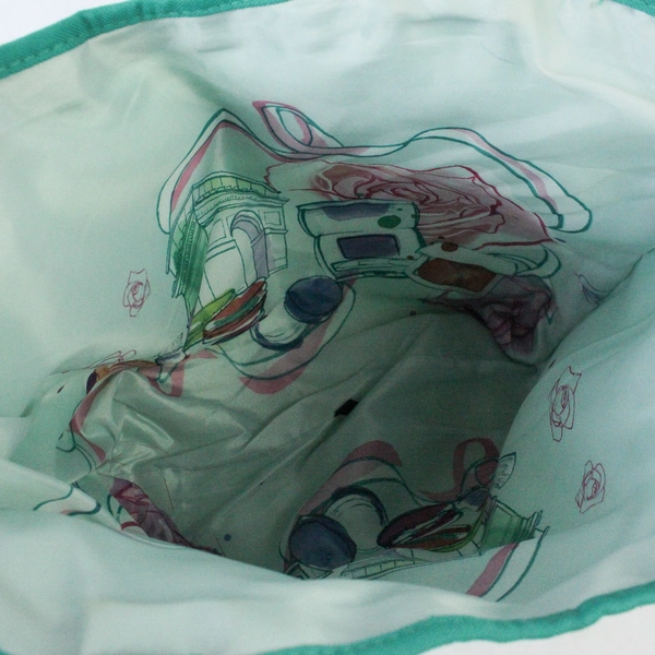 Lancôme Teal Tote Bag with Paris Scene Lining - Good Pre-Owned Condition