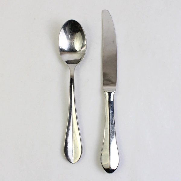 Lot Of 2 Dansk Flatwear Cafe Floral (Stainless) Soup Spoon & Modern Hollow Knife