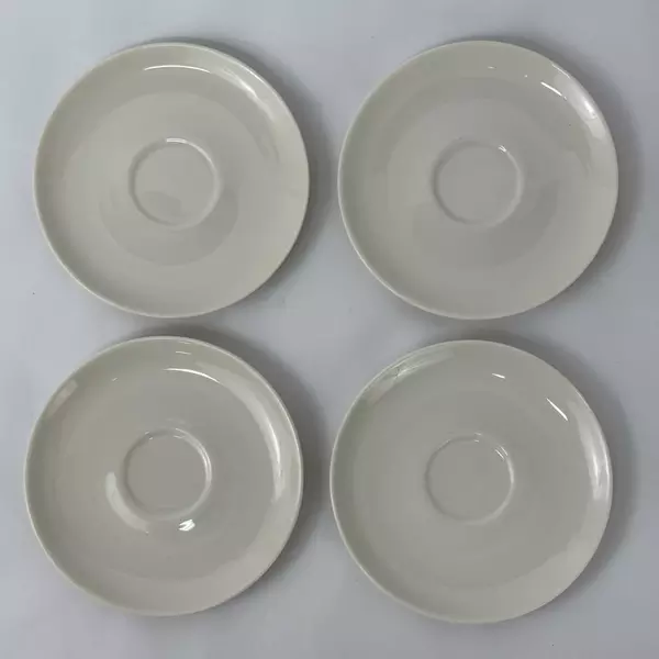 Set of 4 MCM Syracuse China Serene Saucers White 5.75 Inch