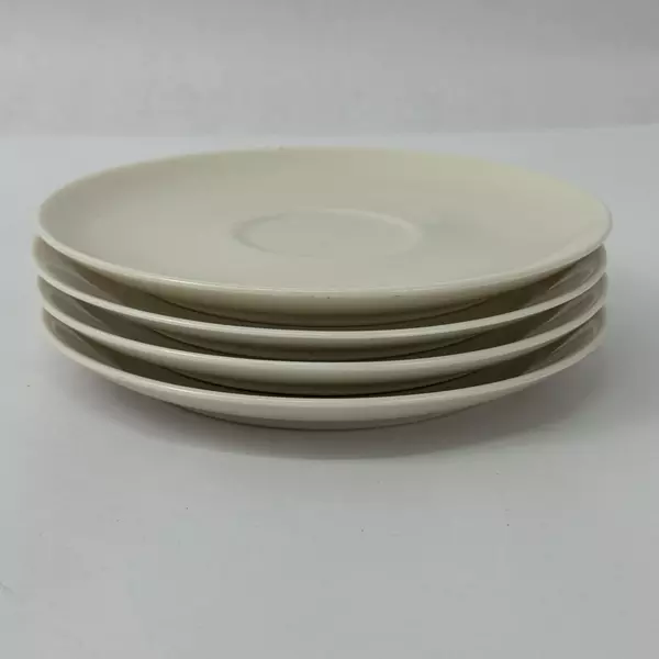 Set of 4 MCM Syracuse China Serene Saucers White 5.75 Inch