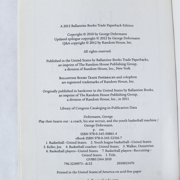 Play Their Hearts Out by George Dohrmann 2012 Paperback - Pre-owned Condition