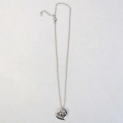 Silver Toned Love You More Pendant Necklace Pink Gem Animal With Pink Accents