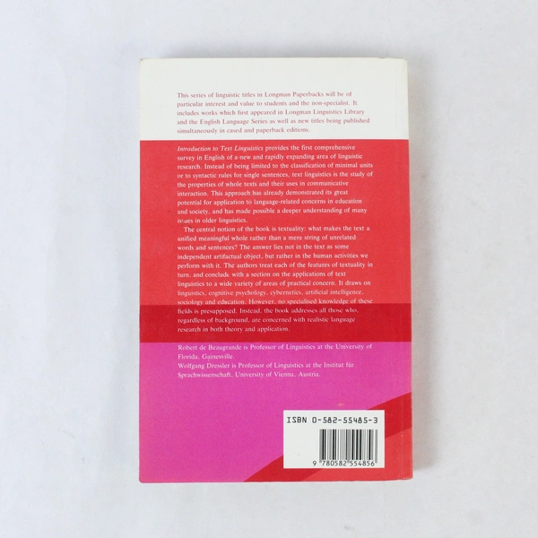 Introduction to Text Linguistics by Dressler & De Beaugrande 1981 PB