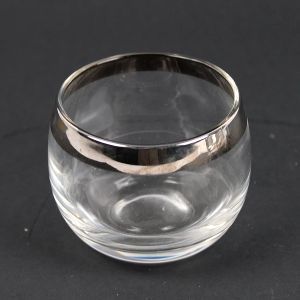 Set of 5 Clear Glass Tealight Candle Holders with Silver-Tone Trim