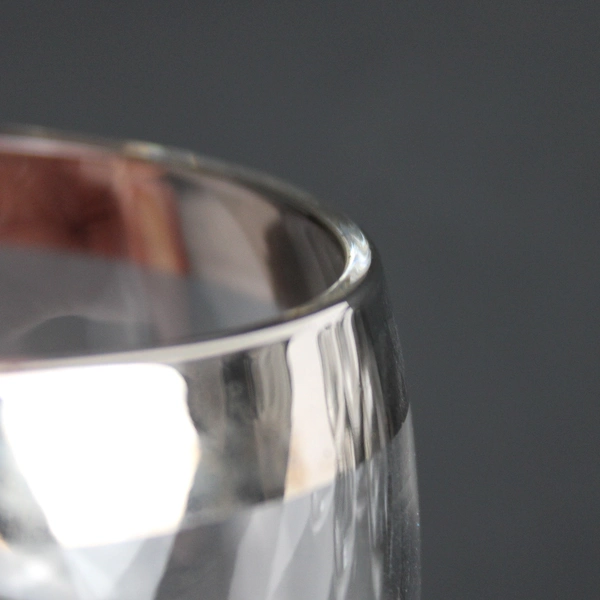 Set of 5 Clear Glass Tealight Candle Holders with Silver-Tone Trim