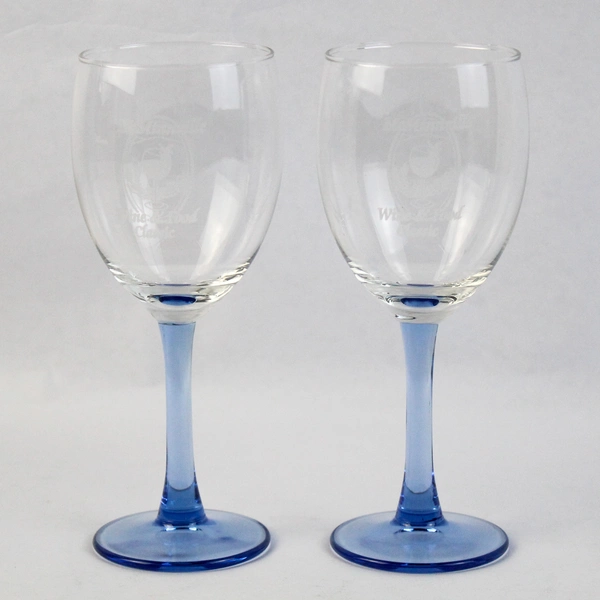 2 Blue Stemmed Crystal Wine Glasses McMinnville Oregon Wine And Food Classic