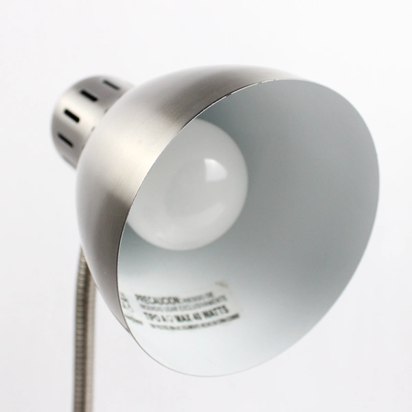 Silver-Tone Metal Desk Lamp with Clear Plastic Stationary Organizer