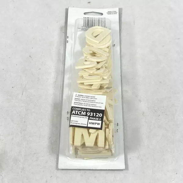 2010 Plaid Wood Alphabet Letters Set for Scrapbooking - 60 Pieces