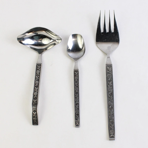 Set of 3 Eldan Servingware ELD11 Stainless Steel Gravy Ladle Sugar Spoon Fork