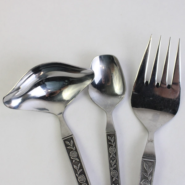 Set of 3 Eldan Servingware ELD11 Stainless Steel Gravy Ladle Sugar Spoon Fork