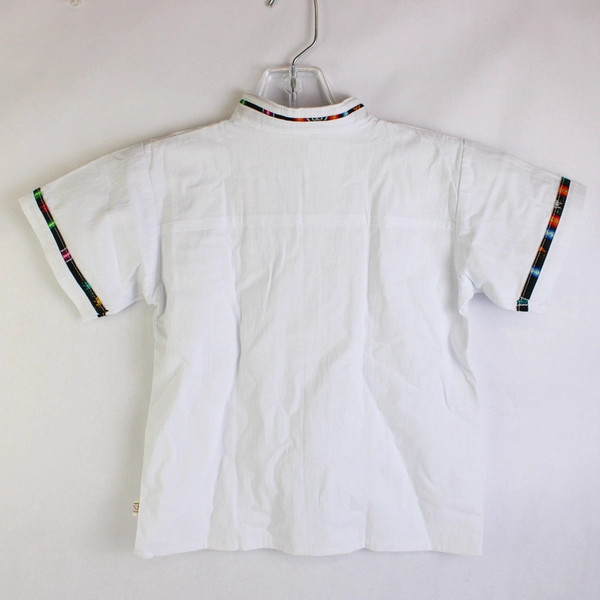 Unbranded Embroidered Trim White Button-Up Shirt Boys' Size 8 Flawed