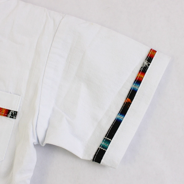 Unbranded Embroidered Trim White Button-Up Shirt Boys' Size 8 Flawed