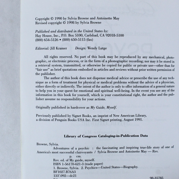 Adventures of a Psychic by Sylvia Browne 1998 Paperback - Pre-Owned Condition