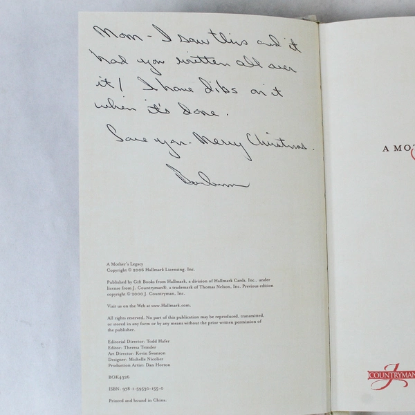 A Mother's Legacy Hallmark Gift Book 2006 Pre-Owned Hardcover, Stains