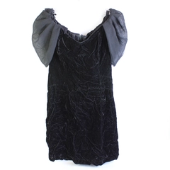 Jay Jacobs Black Velvet Dress with Sheer Chiffon Sleeves Women's Medium