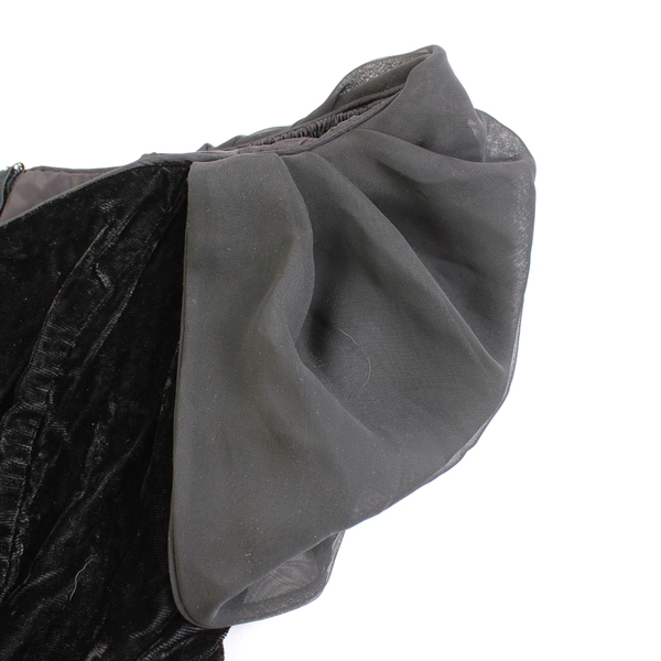 Jay Jacobs Black Velvet Dress with Sheer Chiffon Sleeves Women's Medium