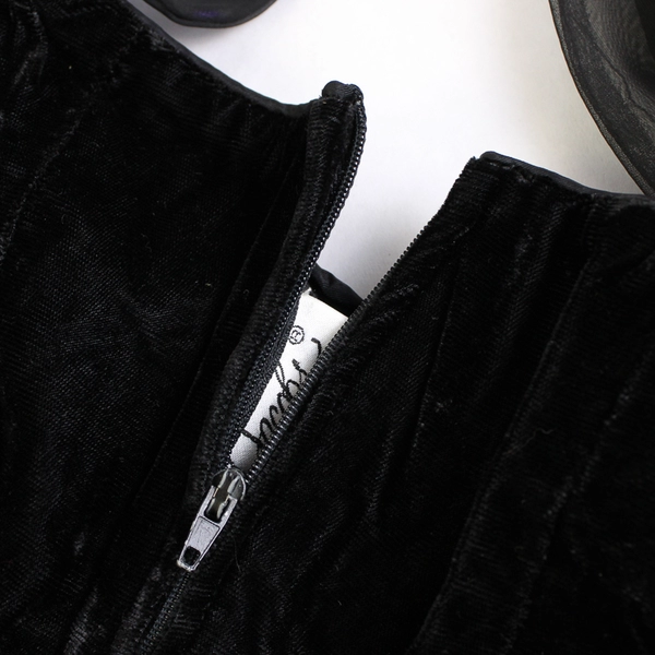 Jay Jacobs Black Velvet Dress with Sheer Chiffon Sleeves Women's Medium