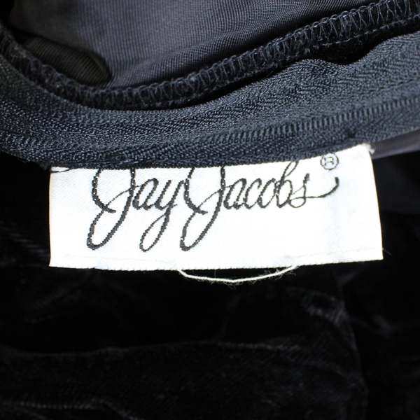 Jay Jacobs Black Velvet Dress with Sheer Chiffon Sleeves Women's Medium