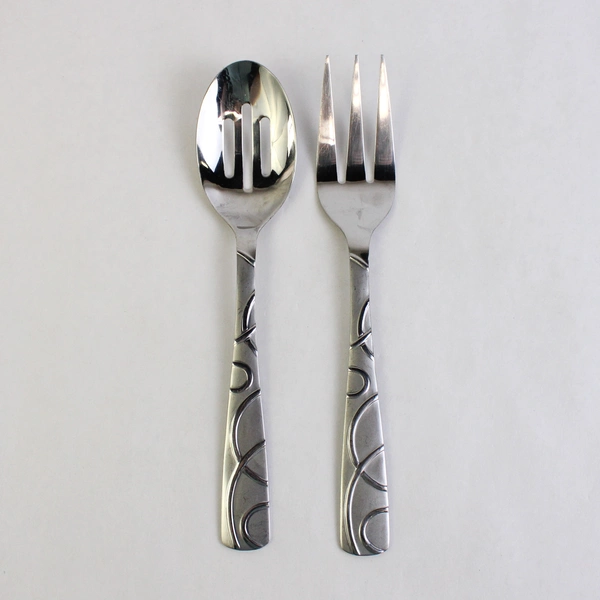 Set of 2 Cambridge Conquest Serving Utensils, 8.75" Stainless Steel Fork Spoon