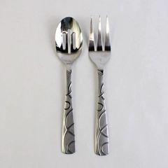 Set of 2 Cambridge Conquest Serving Utensils, 8.75" Stainless Steel Fork Spoon