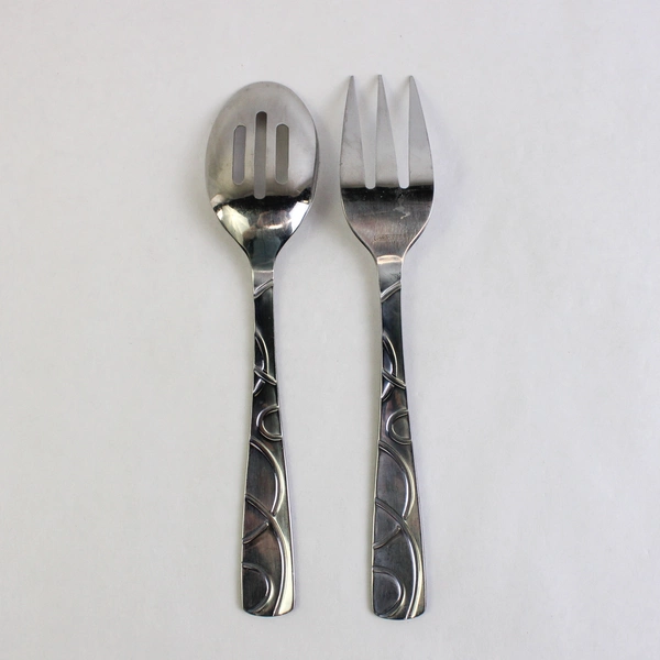 Set of 2 Cambridge Conquest Serving Utensils, 8.75" Stainless Steel Fork Spoon