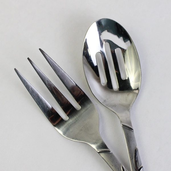 Set of 2 Cambridge Conquest Serving Utensils, 8.75" Stainless Steel Fork Spoon