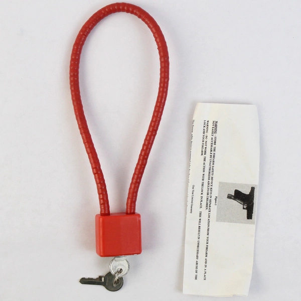 Unit Hardware Limited Red 30mm Gun Trigger Lock With 2 Keys Opened Package