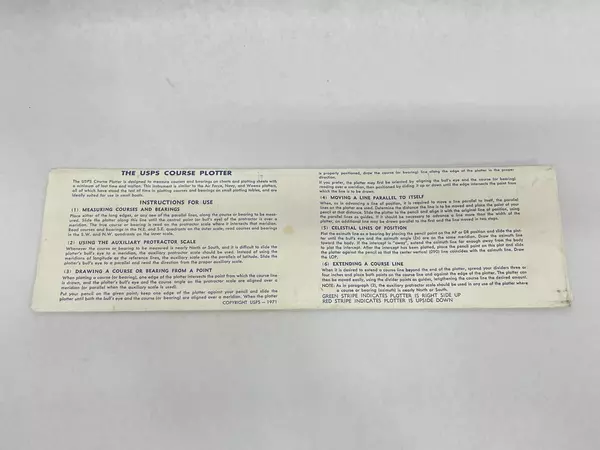 Vintage 1971 USPS Marine Navigation Course Plotter Tool with Sleeve