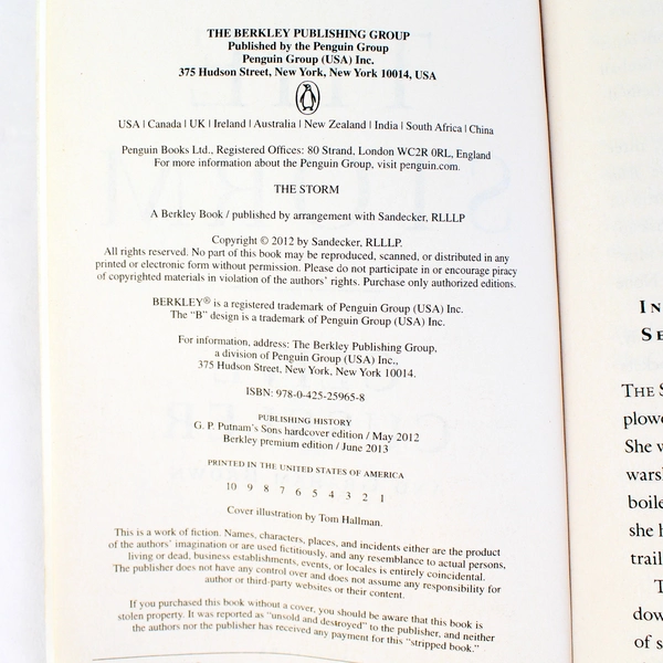 The Storm by Clive Cussler 2012 Berkley Publishing Paperback