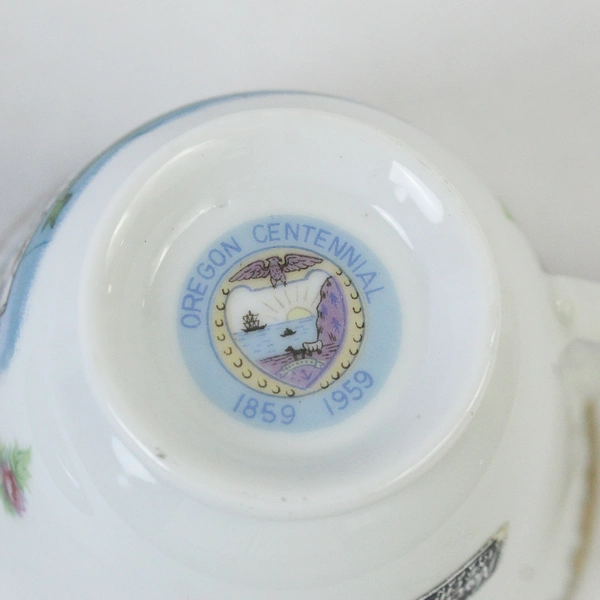 Vintage Norcrest Oregon Centennial Footed Tea Cup And Saucer Set
