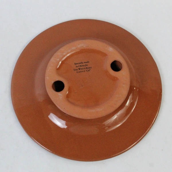 White Barn Candle Co. Avocado Green Rooster Candle Holder Plate 7.25"