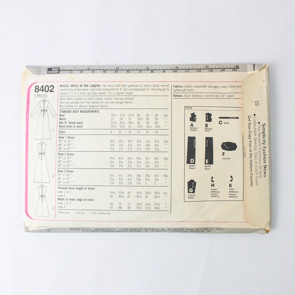 Simplicity Pattern 8402 Misses Dress in Two Lengths Size 14 Vtg 1977 Cut