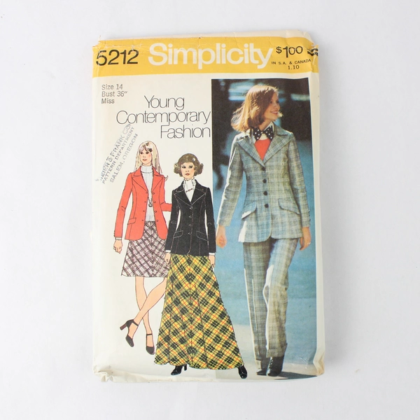 1972 Simplicity 5212 Vintage Sewing Pattern Misses Size 14 Cut
