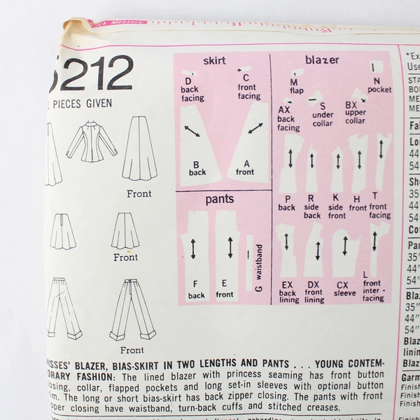 1972 Simplicity 5212 Vintage Sewing Pattern Misses Size 14 Cut