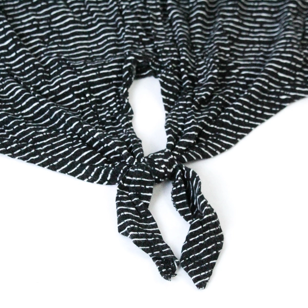 Charlotte Russe Black White Striped Tie Front Crop Top Women's M 3/4 Sleeve