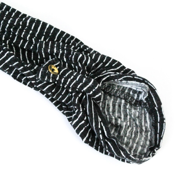 Charlotte Russe Black White Striped Tie Front Crop Top Women's M 3/4 Sleeve