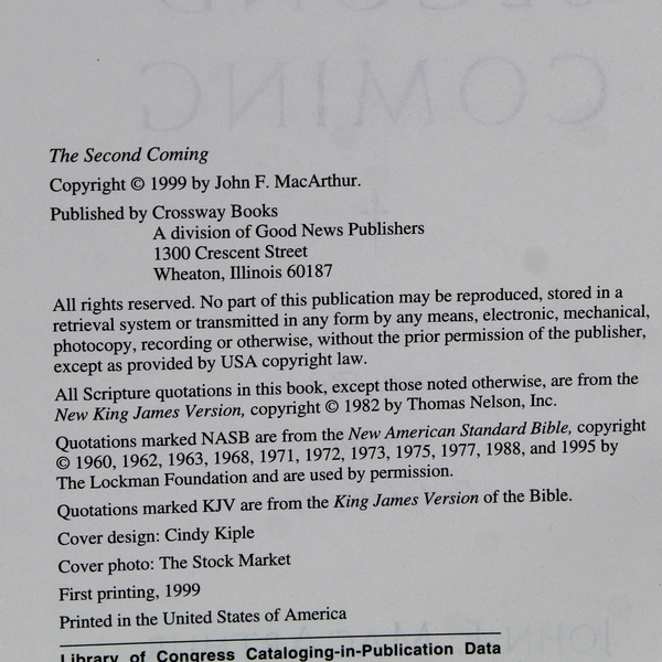 The Second Coming by John F MacArthur 1999 Hardcover Dust Jacket 1st Edition