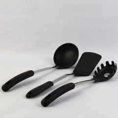Set of 3 Utensils Silicone Kitchen Black Silver 2 Circulon & Unbranded