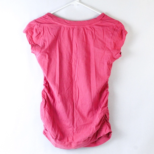 Oh Mamma Pink V-Neck Maternity Top Shirt Size Small Short Sleeve Cotton Blend